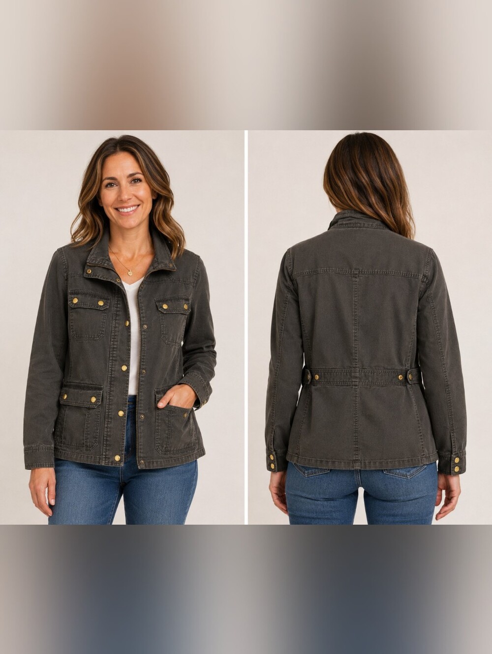 J. Crew Women's Washed Charcoal Utility Jacket